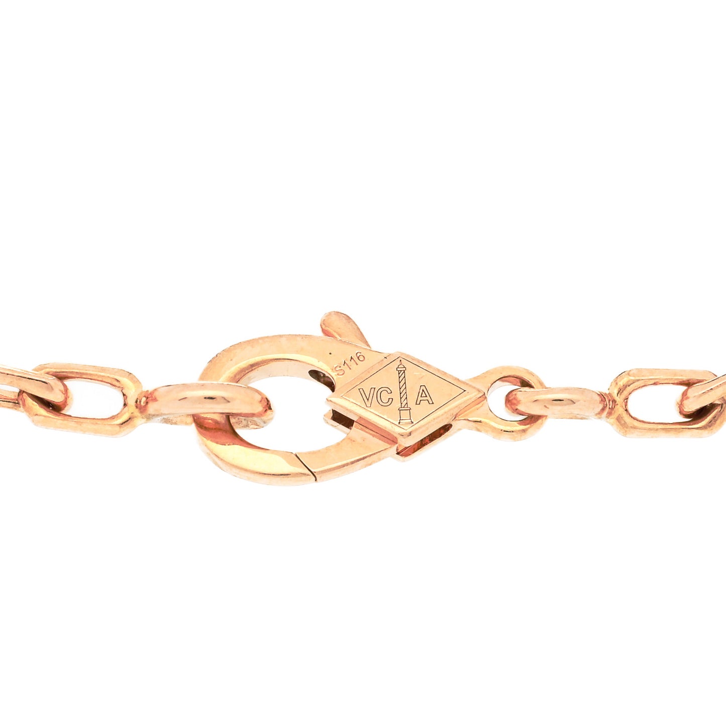 18K Rose Gold Carnelian 5 Motifs Guilloche Vintage Alhambra Bracelet