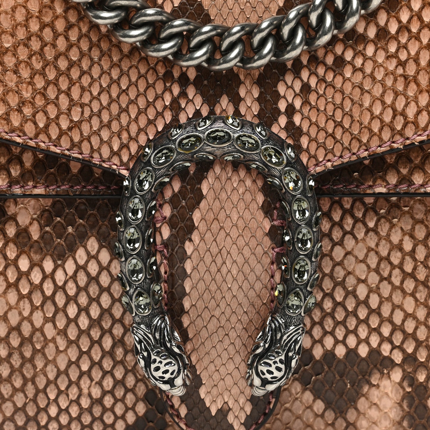 SnakeskinCrystal Mini Dionysus Shoulder Bag Pastel Pink