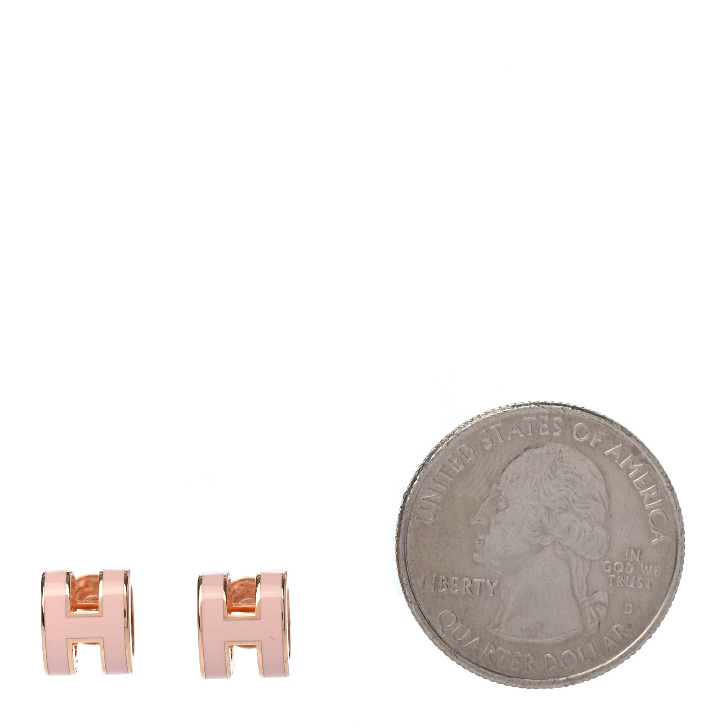 Hermes Rose Gold Lacquered Mini Pop H Earrings Rose Dragee 2 of 4