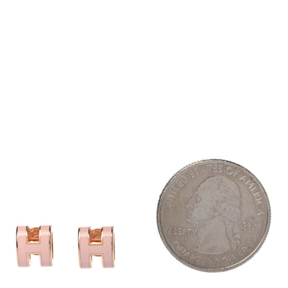 Hermes Rose Gold Lacquered Mini Pop H Earrings Rose Dragee 2 of 4