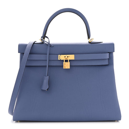Hermes Togo Kelly Retourne 35 Bleu Brighton 1 of 11