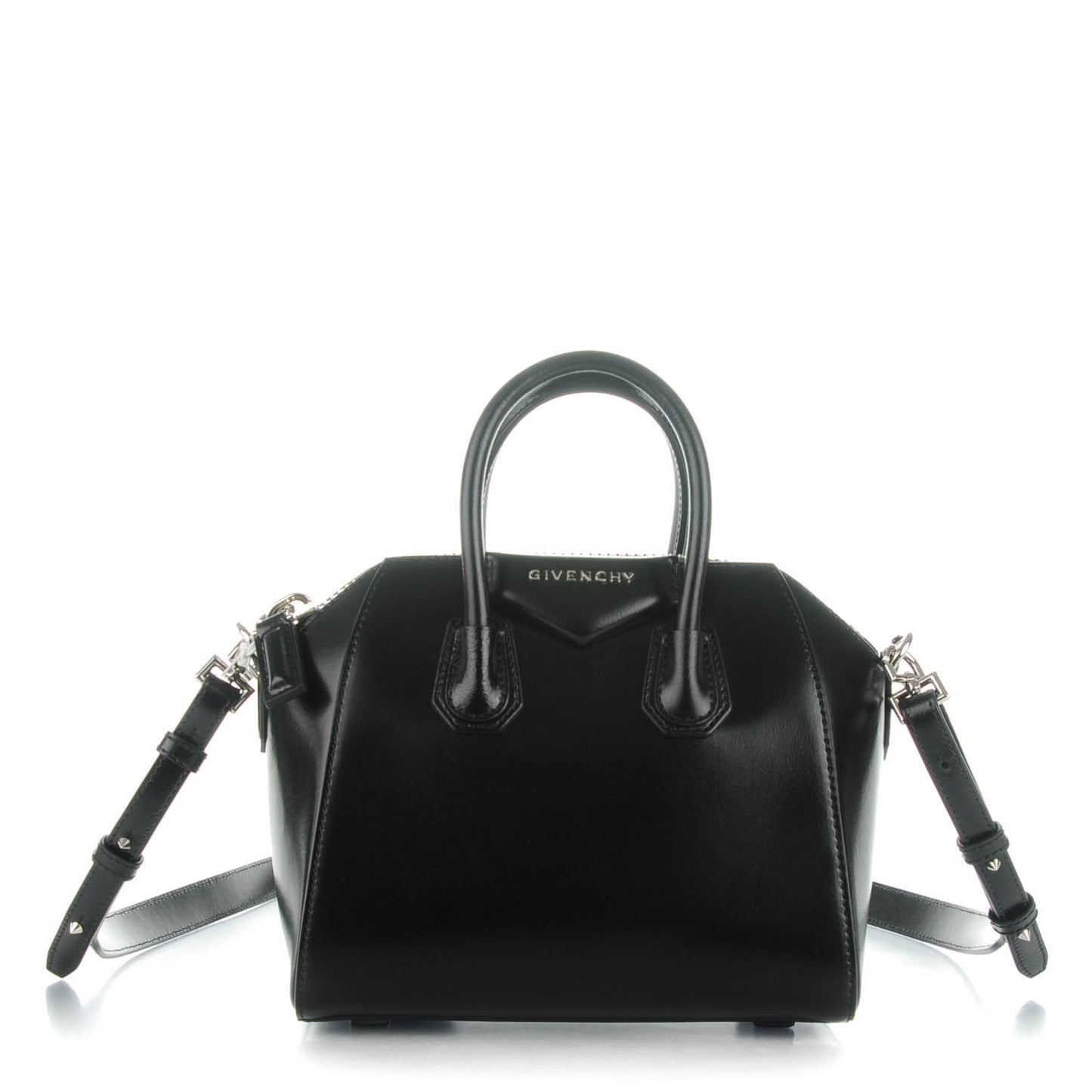 Shiny Lord Calfskin Mini Antigona Black
