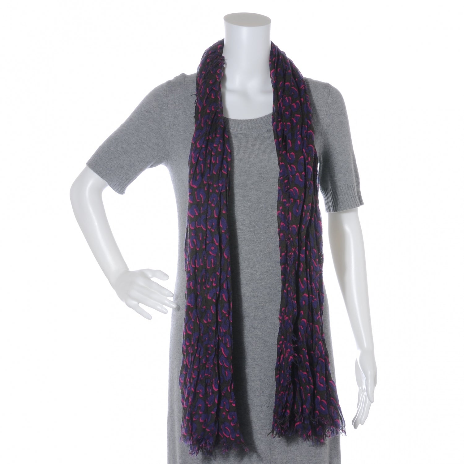 Louis Vuitton Cashmere Silk Leopard Stole Fuchsia 3 of 7