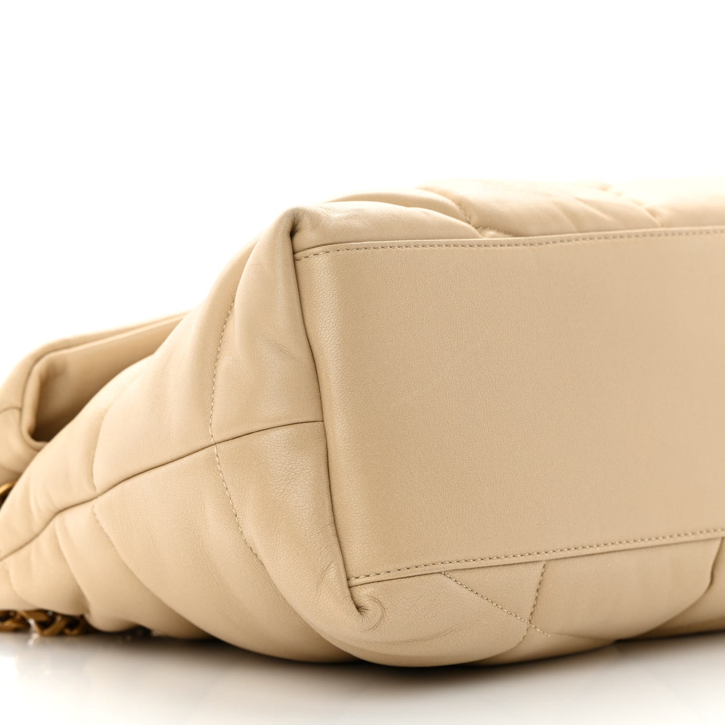 Lambskin Quilted Medium Loulou Puffer Monogram Chain Satchel Dark Beige
