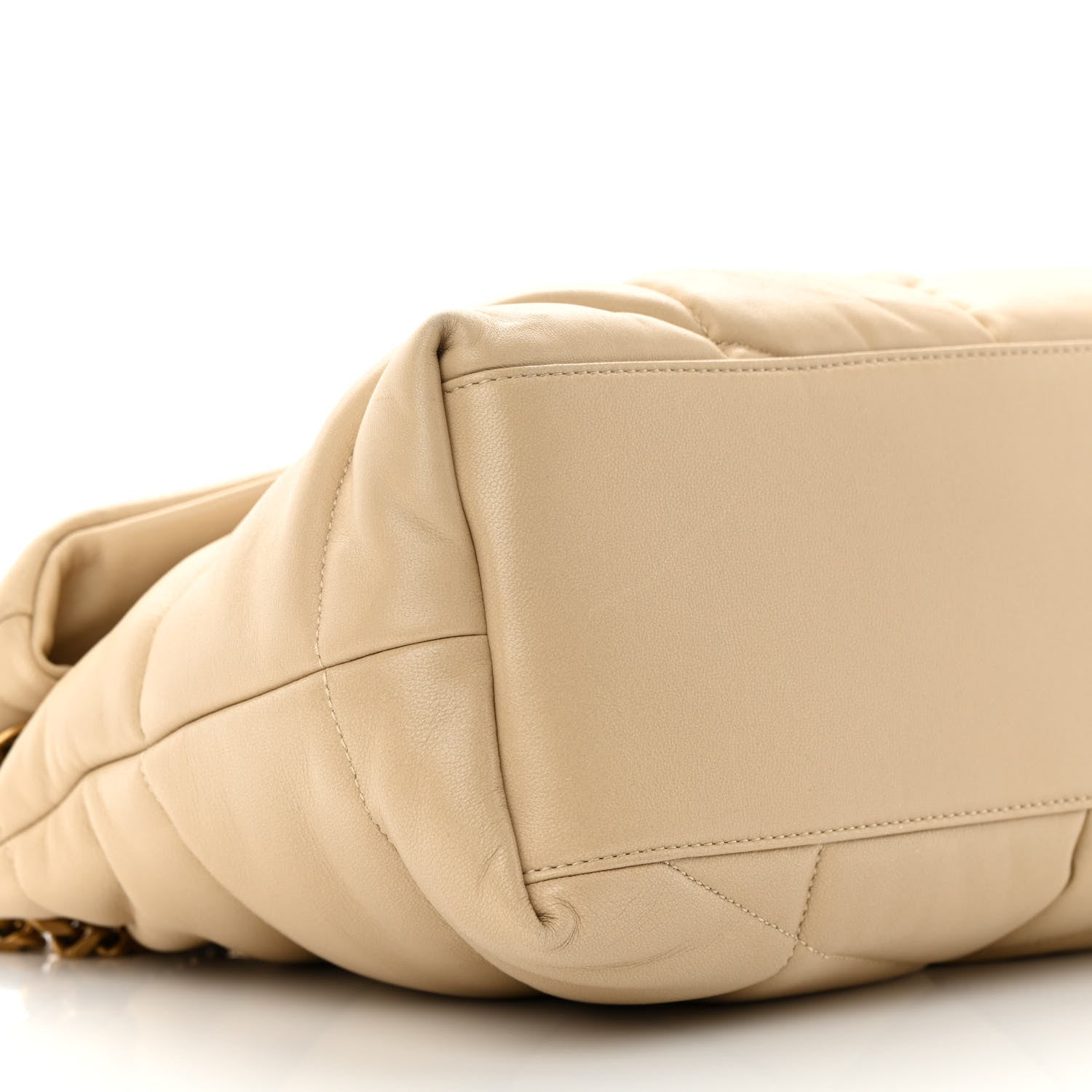 Saint Laurent Lambskin Quilted Medium Loulou Puffer Monogram Chain Satchel Dark Beige 9 of 12