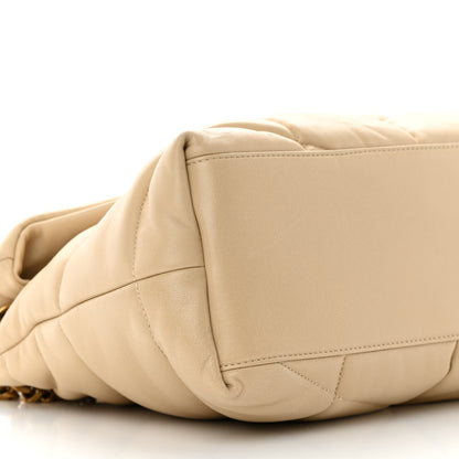Saint Laurent Lambskin Quilted Medium Loulou Puffer Monogram Chain Satchel Dark Beige 9 of 12