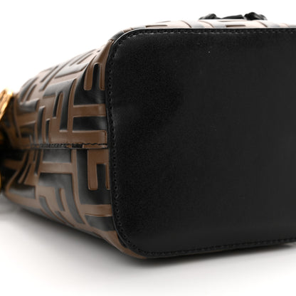 Fendi Vitello Liberty F is Fendi Bi-Color FF 1974 Embossed Mini Mon Tresor Bucket Bag Maya Black 9 of 13