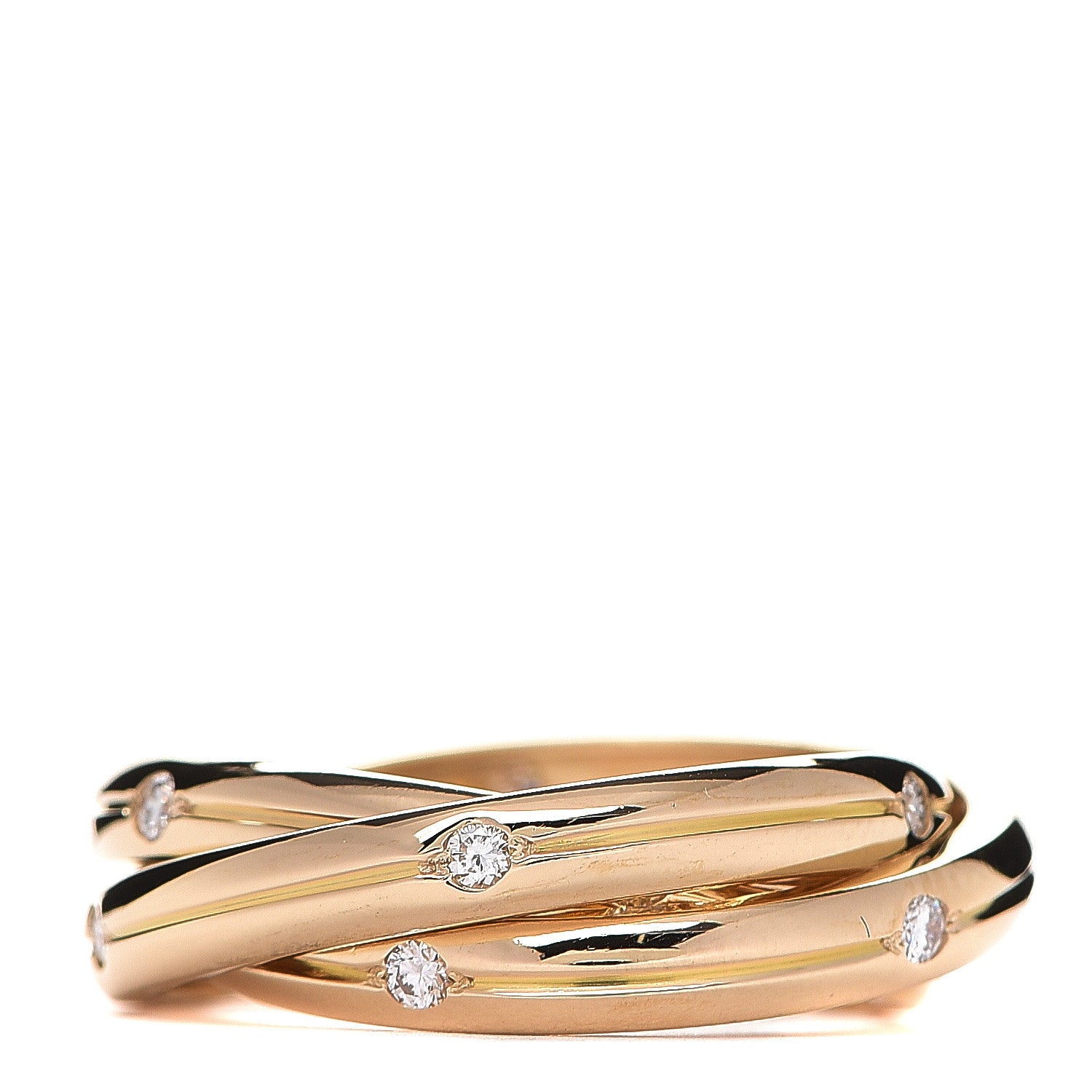 Cartier 18K Yellow Gold Diamond Constellation Trinity Ring 53 6.25 1 of 3