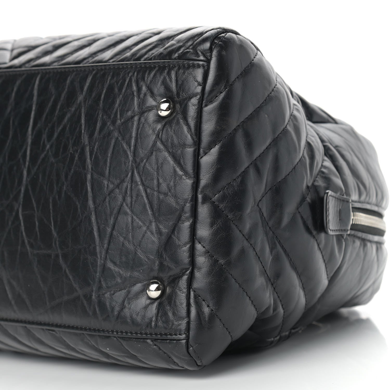 Chanel Aged Calfskin Chevron Medium Soft Bowling Bag Black 9 of 10