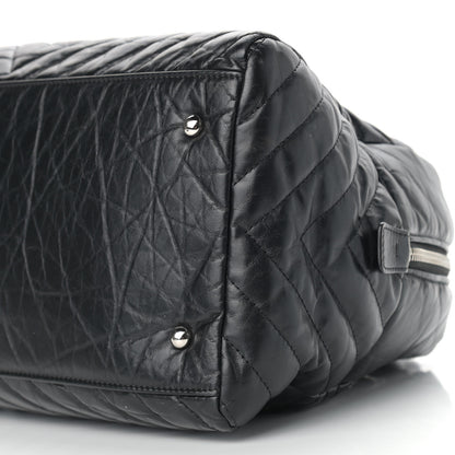 Chanel Aged Calfskin Chevron Medium Soft Bowling Bag Black 9 of 10