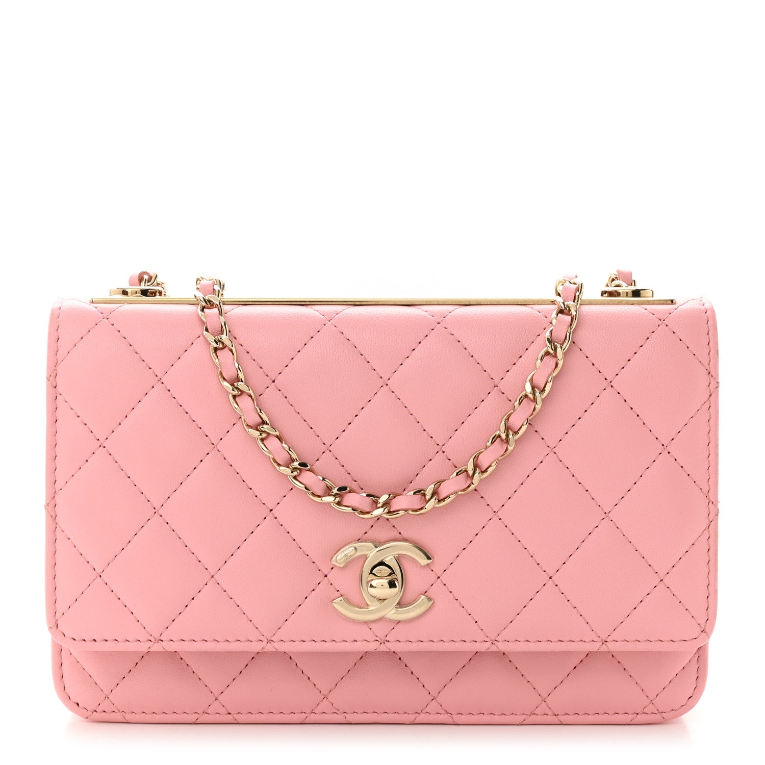 Chanel Lambskin Quilted Trendy CC Wallet On Chain WOC Pink 1 of 12