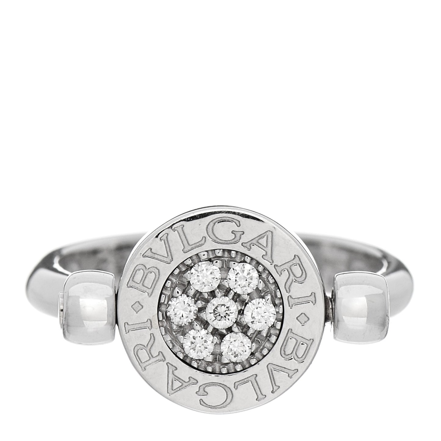 18K White Gold Diamond Black Onyx Bvlgari Bvlgari Flip Ring 52 6