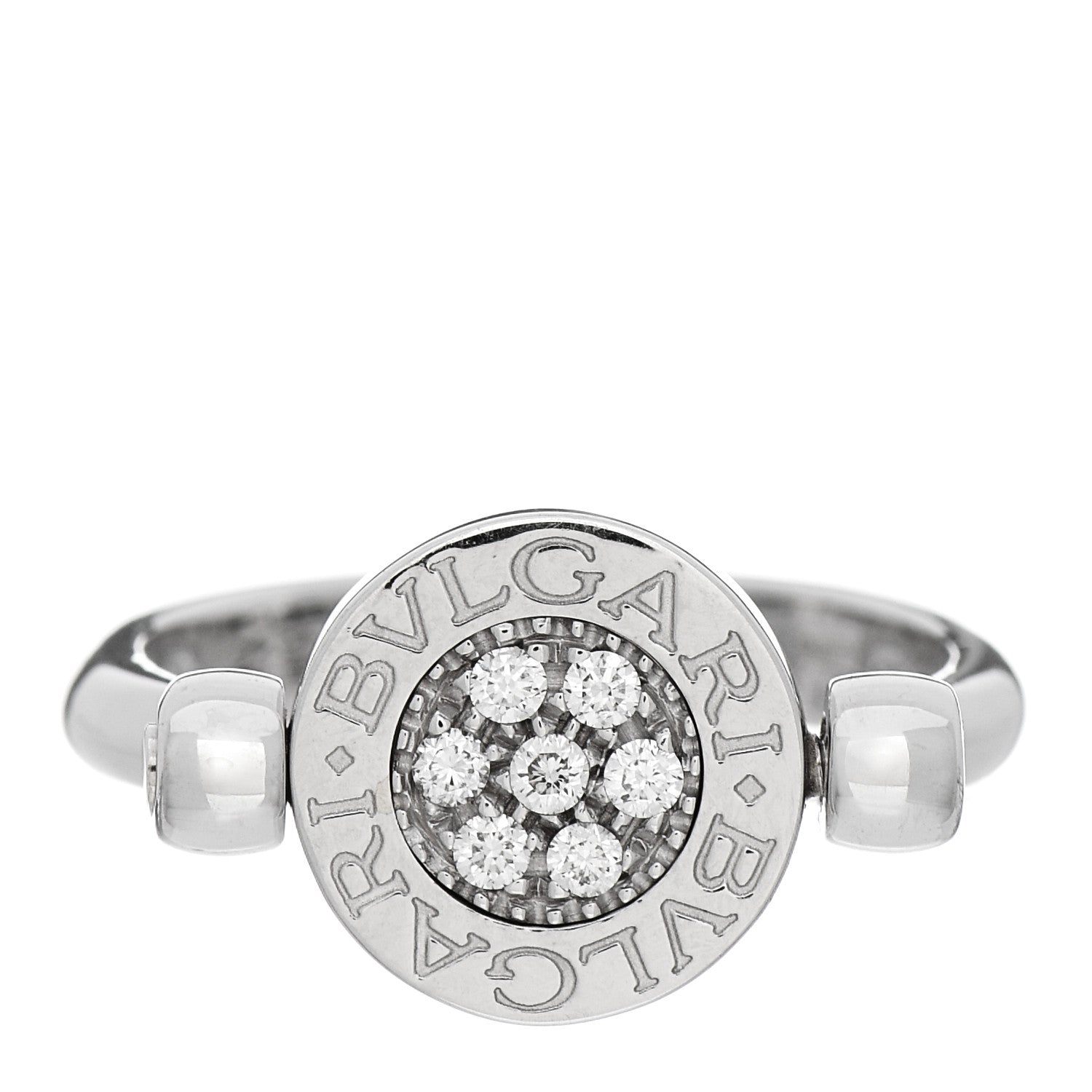 Bulgari 18K White Gold Diamond Black Onyx Bvlgari Bvlgari Flip Ring 52 6 1 of 8