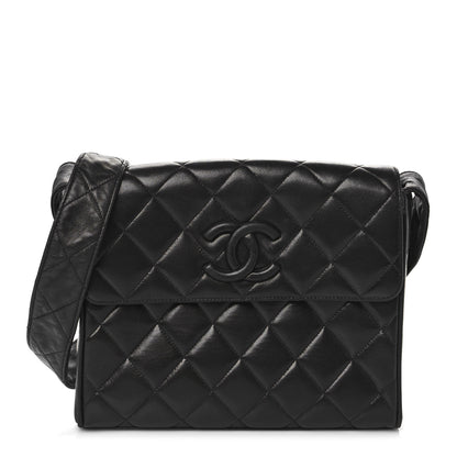Chanel Lambskin Quilted CC Single Flap Shoulder Bag Black 1 of 10