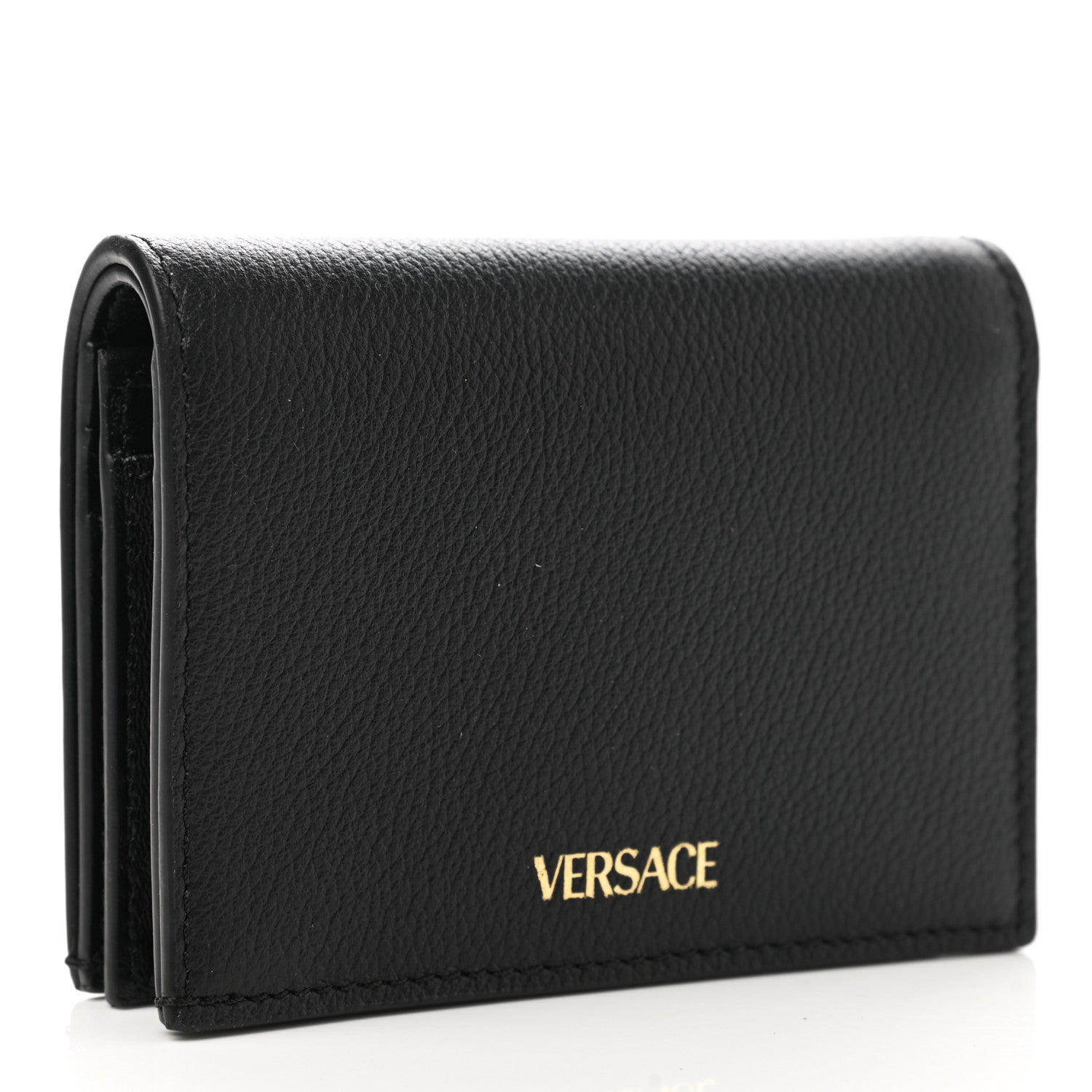 Versace Grained Calfskin Medusa Zip Card Holder Wallet Black 3 of 7