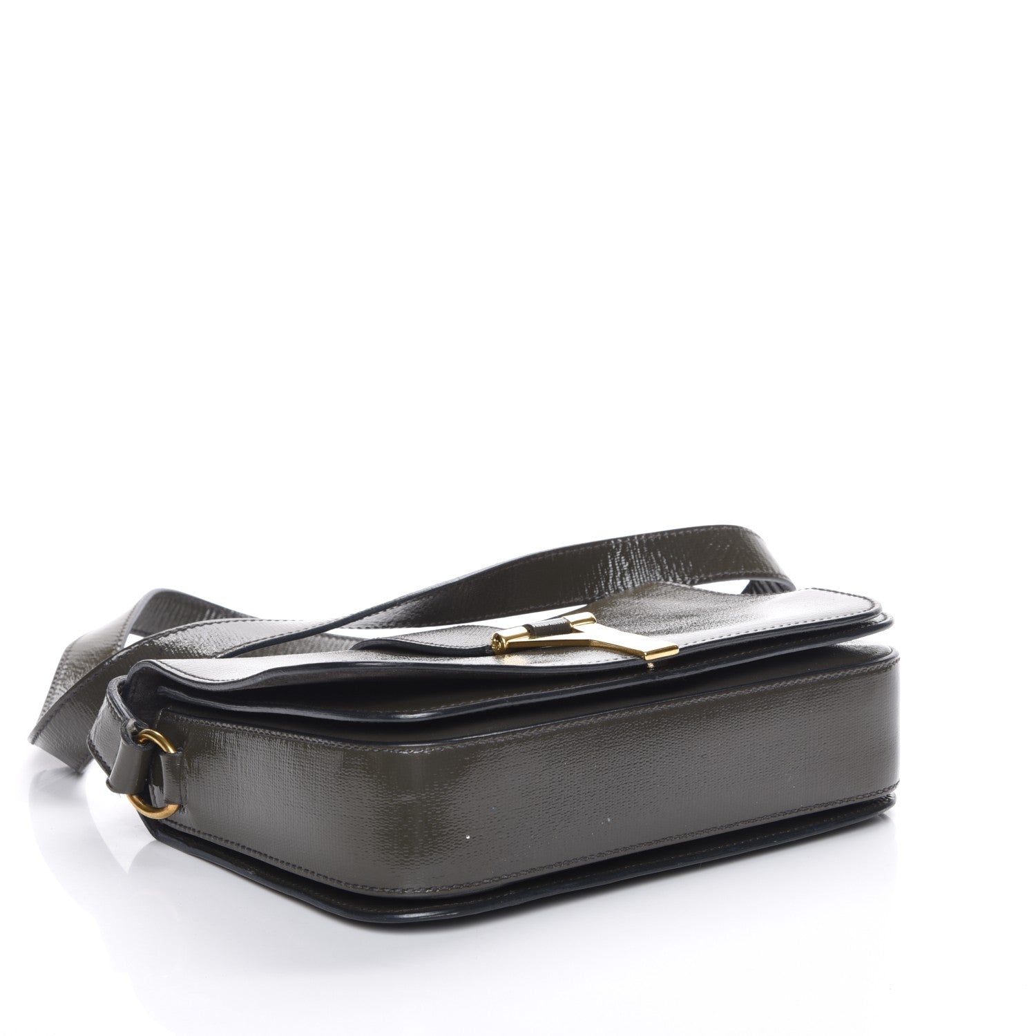 Saint Laurent Patent Calfskin Classic Y Satchel Olive 4 of 7