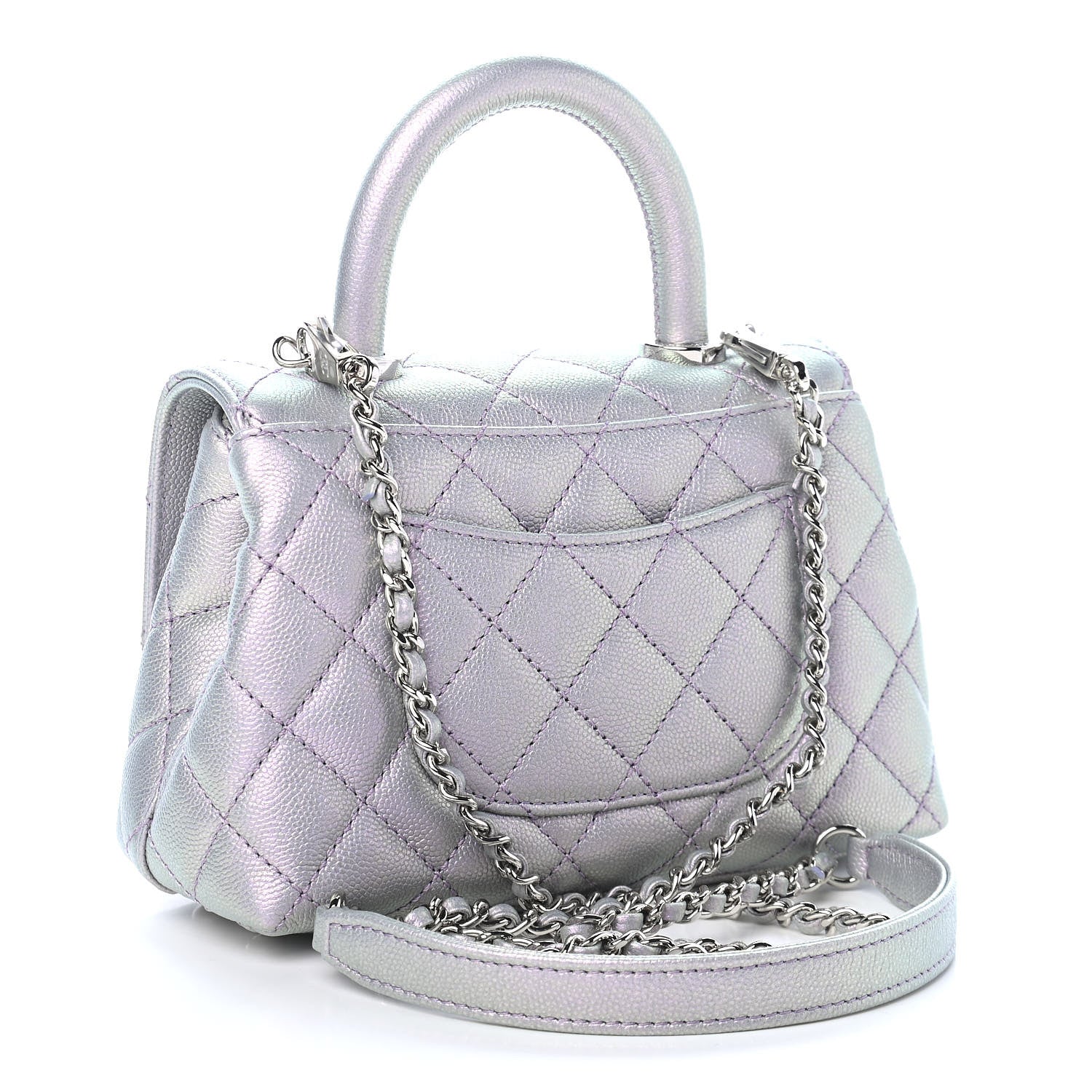 Chanel Iridescent Caviar Quilted Extra Mini Coco Handle Flap Purple 3 of 9
