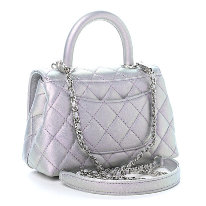 Chanel Iridescent Caviar Quilted Extra Mini Coco Handle Flap Purple 3 of 9