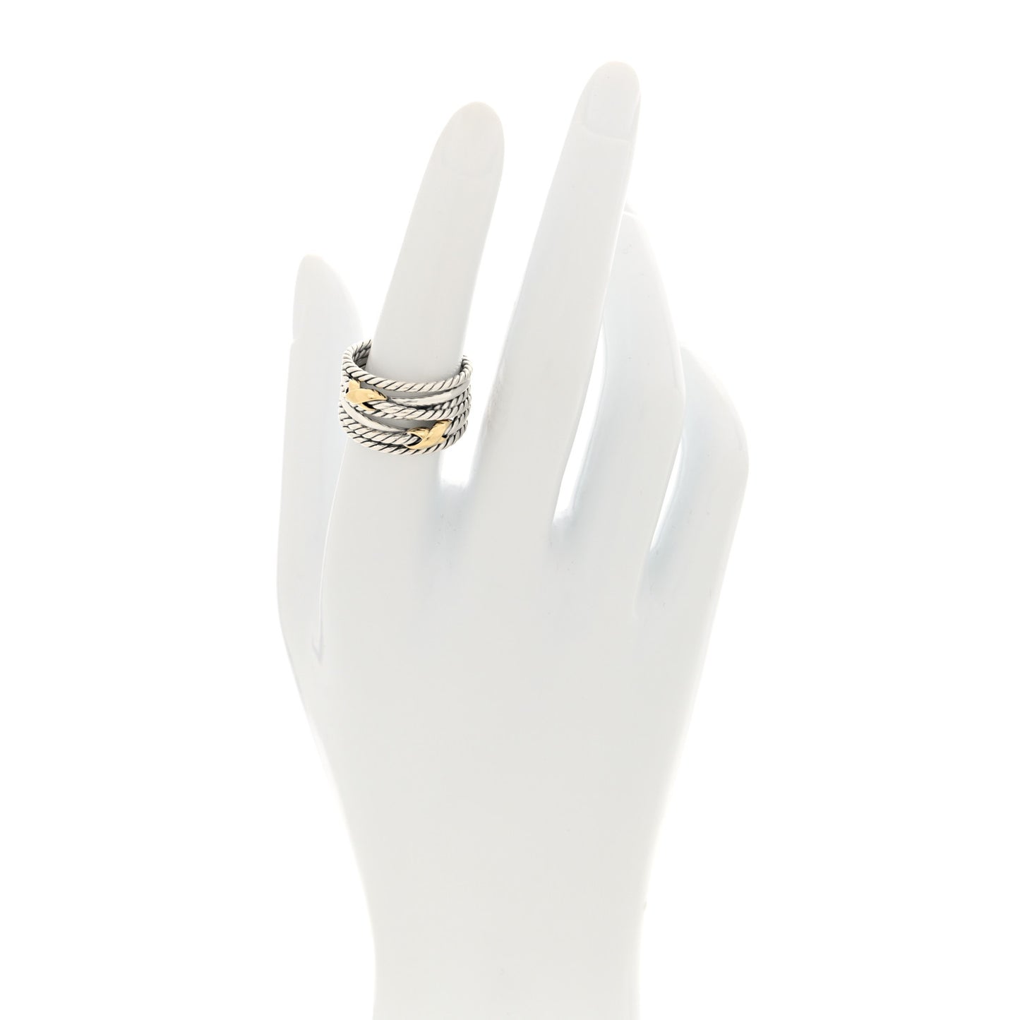 Sterling Silver 18K Yellow Gold Double X Crossover Ring 55 7.25