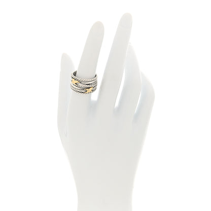 David Yurman Sterling Silver 18K Yellow Gold Double X Crossover Ring 55 7.25 2 of 4
