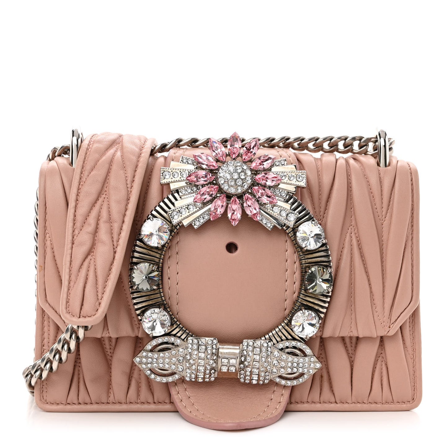 Nappa Matelasse Crystal Embellished Lady Shoulder Bag Orchidea