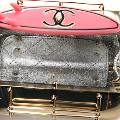 Chanel Plexiglass Crystal Glitter Los Angeles Mini Van Minaudiere Silver Gold Pink 5 of 12