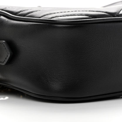 Gucci Calfskin Matelasse Small GG Marmont Chain Shoulder Bag Black 9 of 12