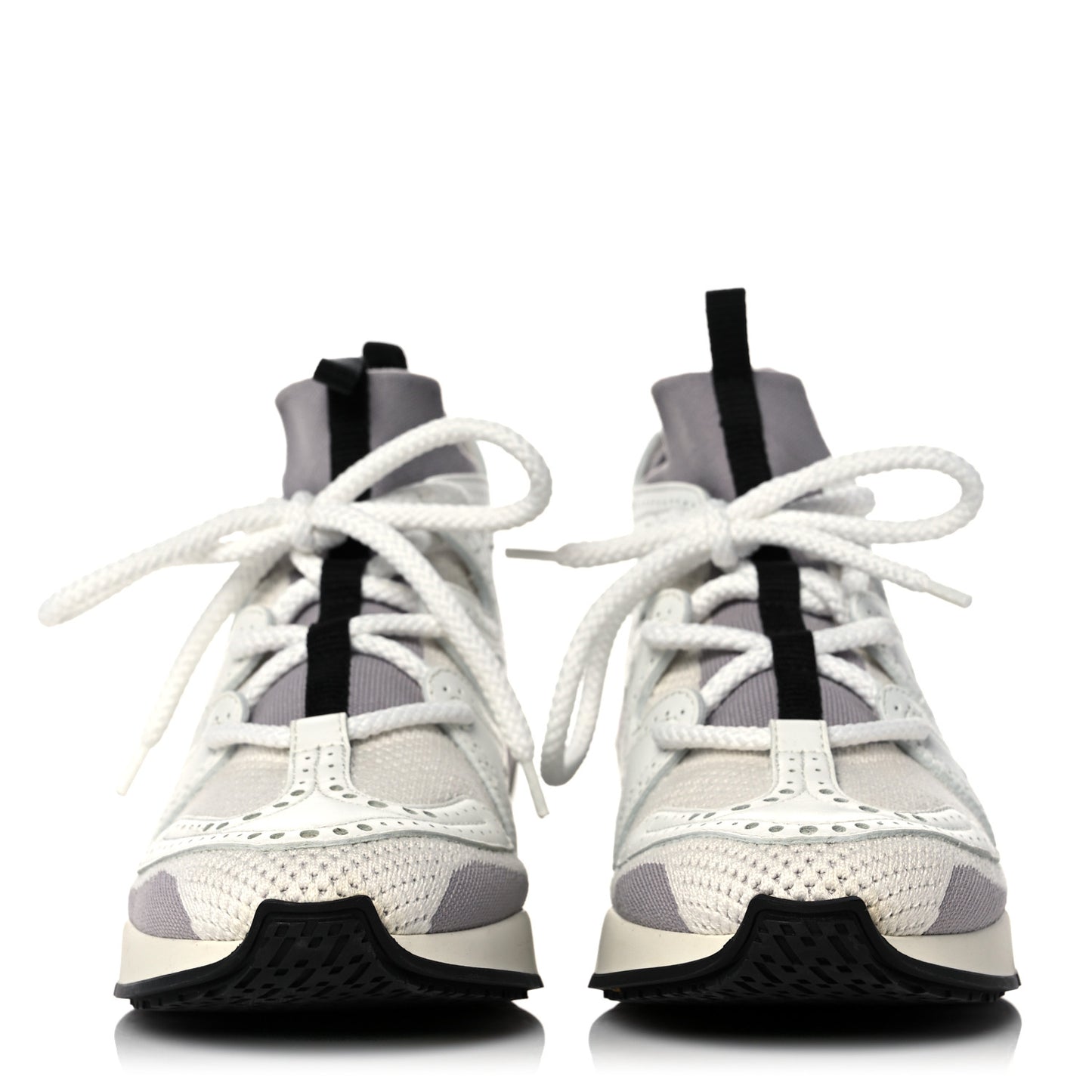 Mesh Calfskin Action Sneakers 38 Gris Clair Multicolor