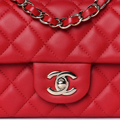 Chanel Lambskin Quilted Mini Rectangular Flap Red 8 of 11