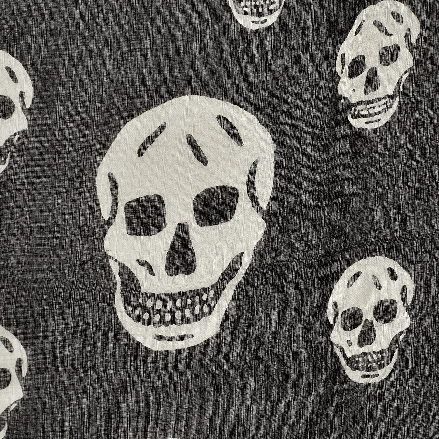 Silk Chiffon Skull Scarf Black Ivory