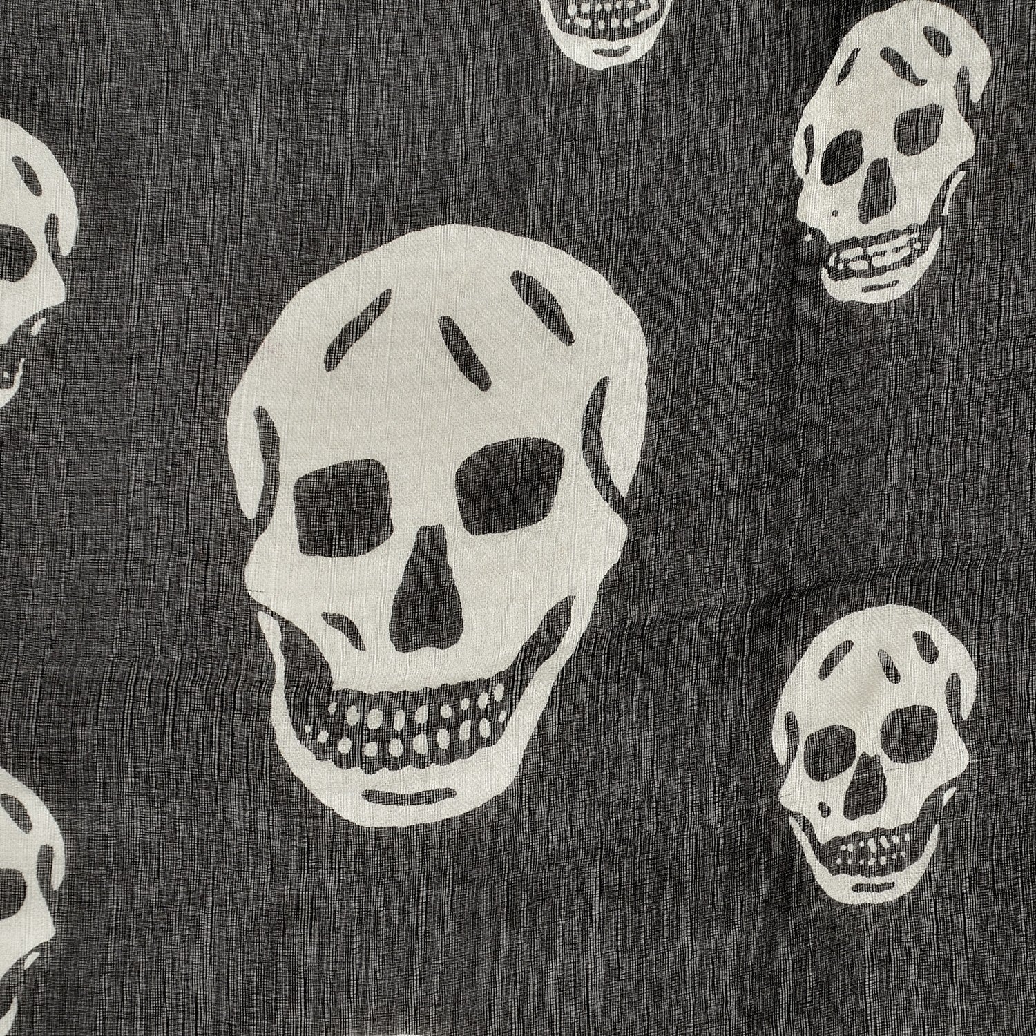 Alexander McQueen Silk Chiffon Skull Scarf Black Ivory 4 of 6