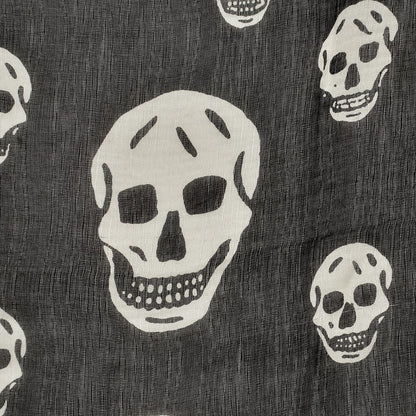 Alexander McQueen Silk Chiffon Skull Scarf Black Ivory 4 of 6