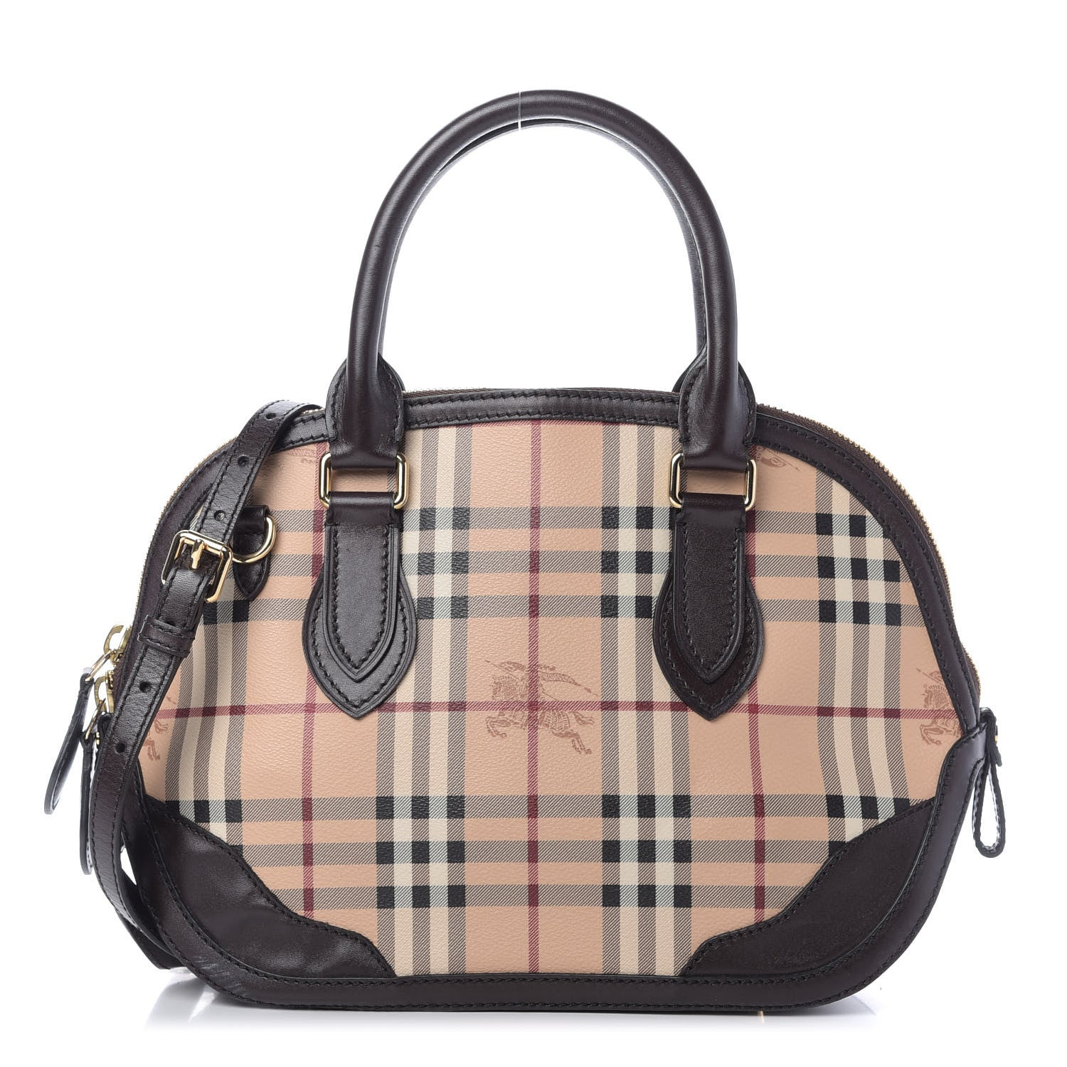 Burberry Haymarket Check Small Orchard Bowling Bag Chocolate