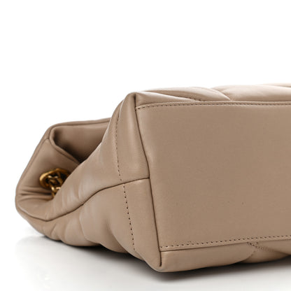 Saint Laurent Lambskin Quilted Small Loulou Puffer Monogram Chain Satchel Dark Beige 5 of 11
