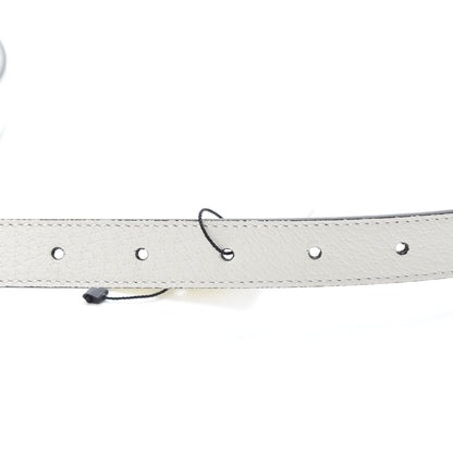 Gucci Textured Dollar Calfskin Bees And Stars Print Womens 20mm Belt 85 34 Mystic White Gold 4 of 6