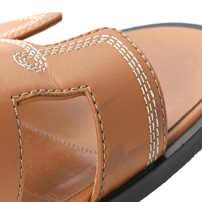 Hermes Calfskin Embroidered Santorini Sandals 38 Naturel 13 of 13