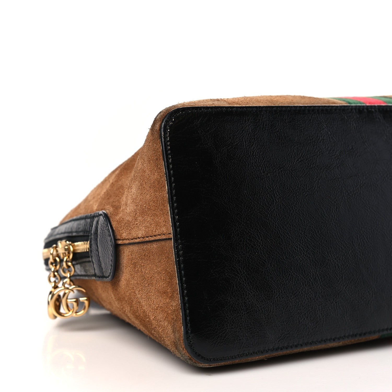 Gucci Suede Patent Web Medium Ophidia Top Handle Dome Bag Nocciola Black 8 of 9