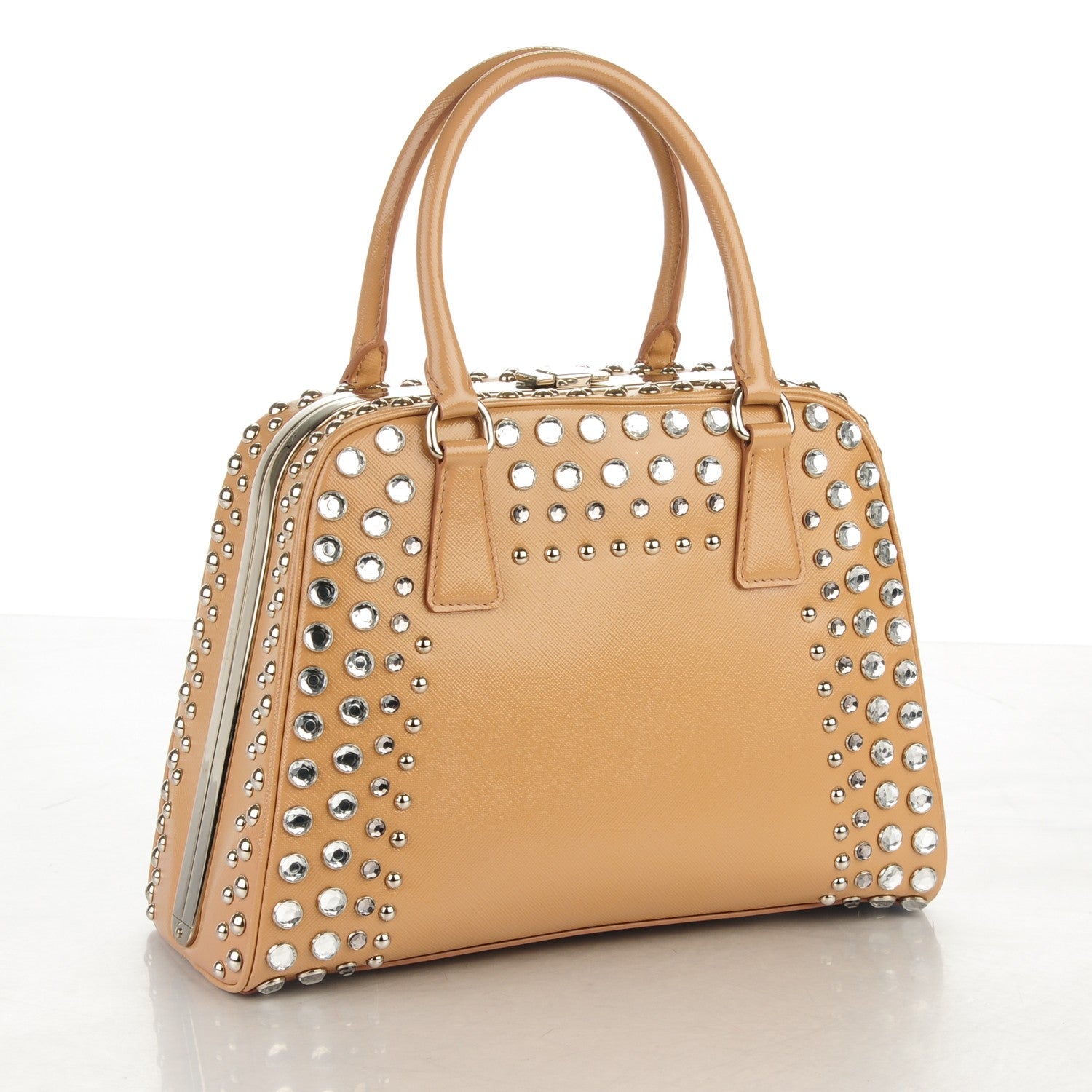 Prada Saffiano Vernice Crystal Pyramid Bag Cammeo 3 of 7