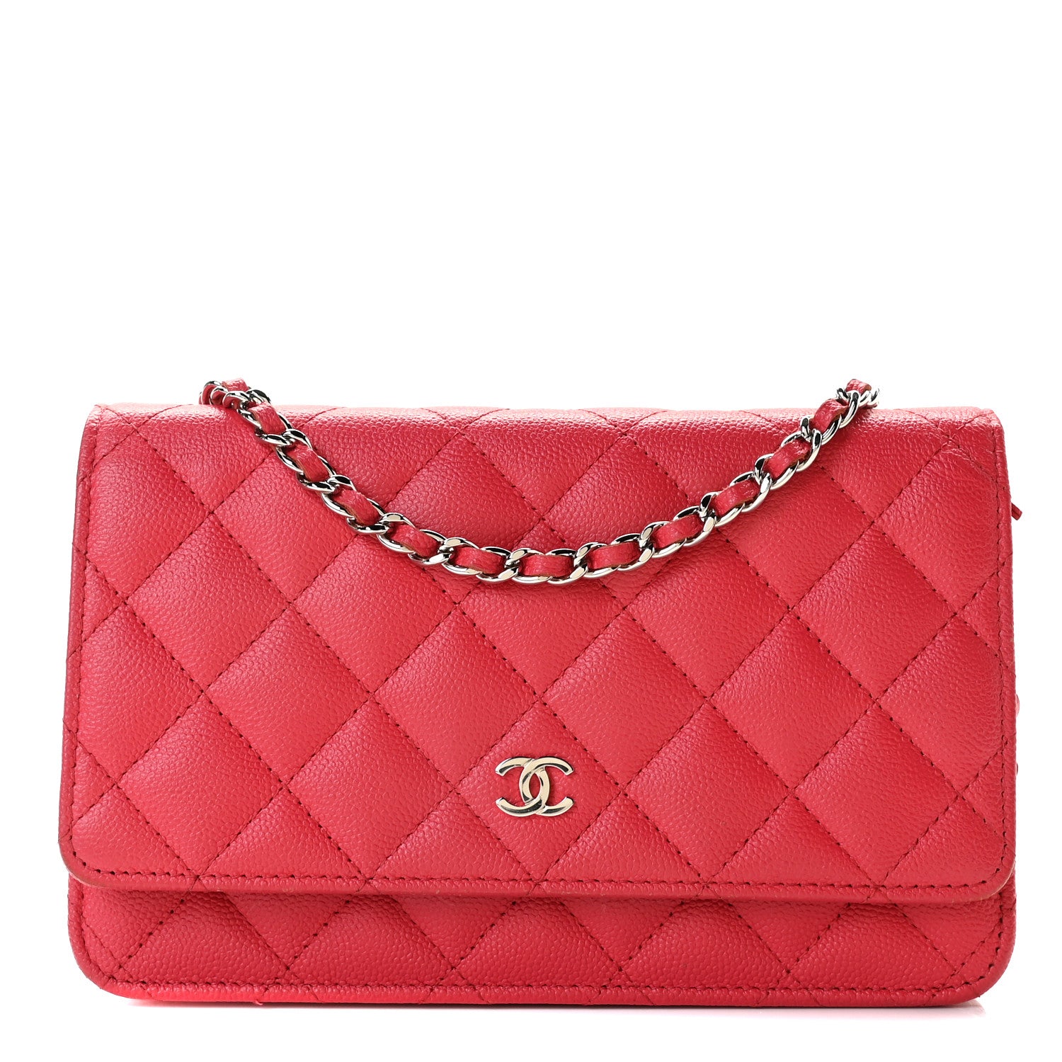 Chanel Caviar Quilted Wallet On Chain WOC Red 1 of 6