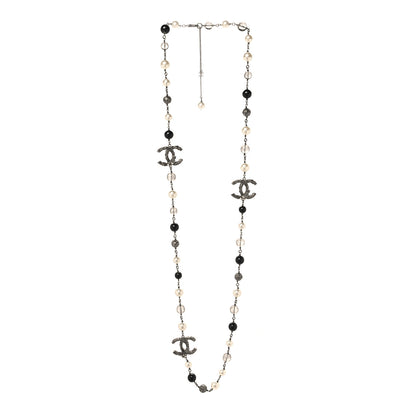 Chanel Ruthenium Pearl Beaded CC Long Necklace Black 3 of 4