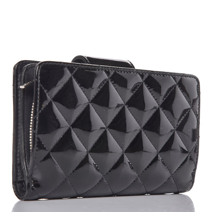 Chanel Patent Quilted Brilliant Zipped Pocket Wallet Black 3 of 9