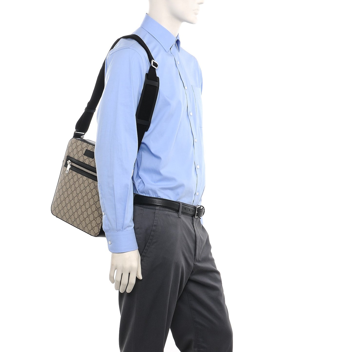 GG Supreme Monogram Flat Messenger Bag Black