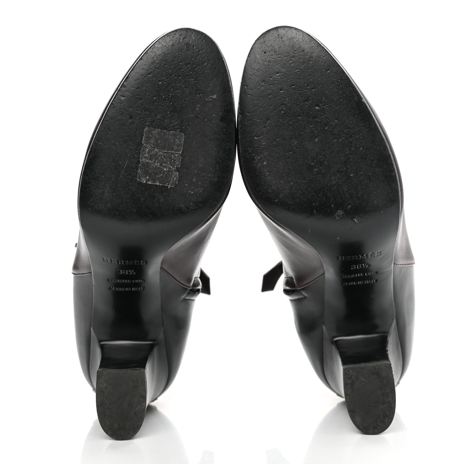 Hermes Calfskin Joueuse Ankle Boots 38.5 Black Brun Fume Bordeaux 5 of 8