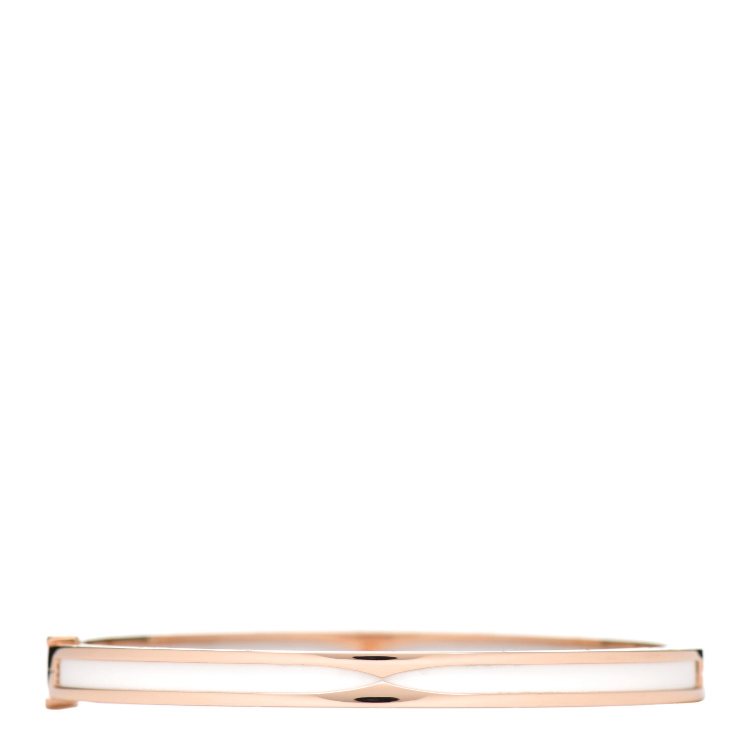 Bulgari 18K Rose Gold White Ceramic B.Zero1 Bangle Bracelet M 1 of 4