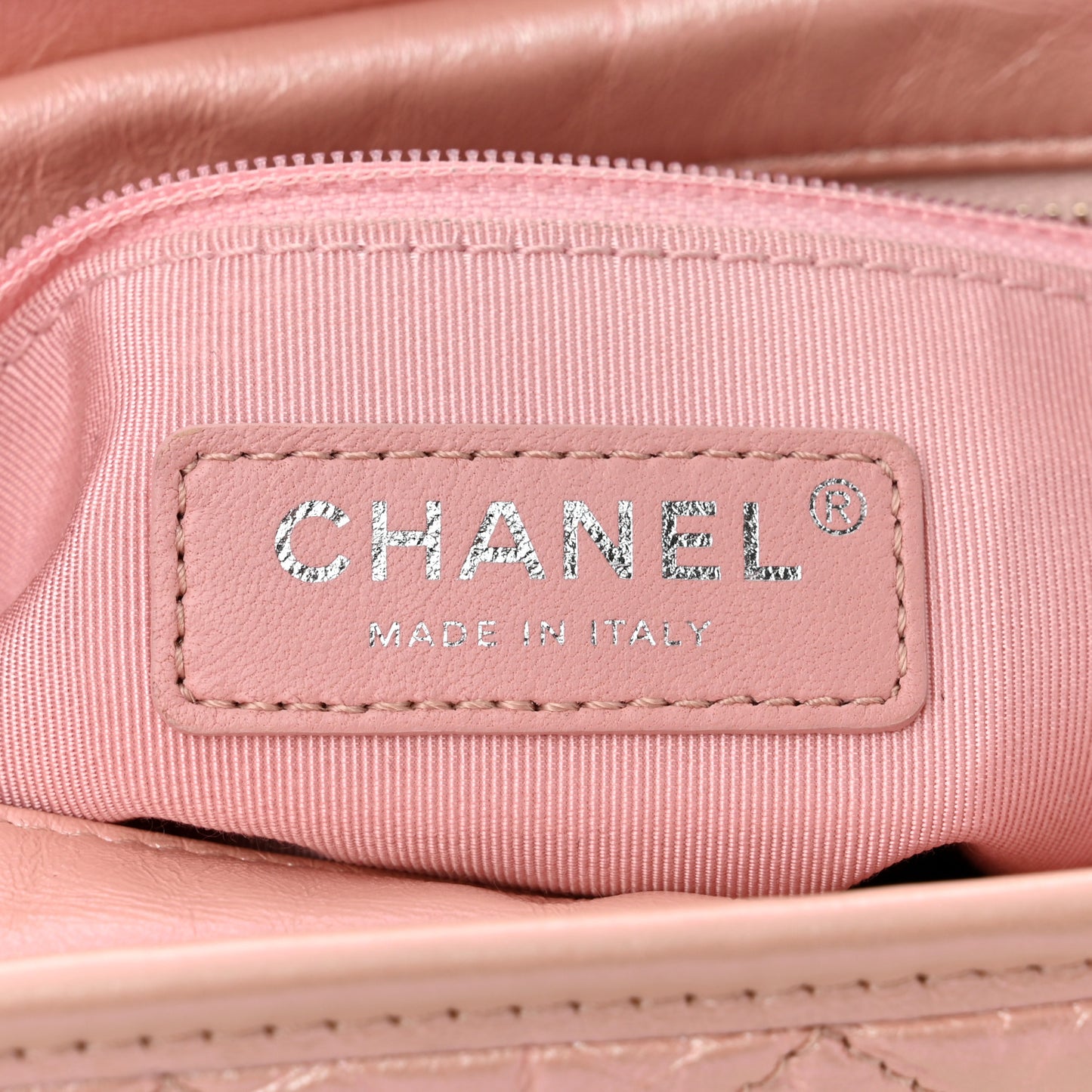 Iridescent Aged Calfskin Quilted Small Gabrielle Hobo Light Pink