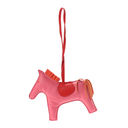 Hermes Milo Lambskin Grigri Rodeo Horse Bag Charm GM Rose Azalee Orange Poppy Rouge Indien 1 of 3