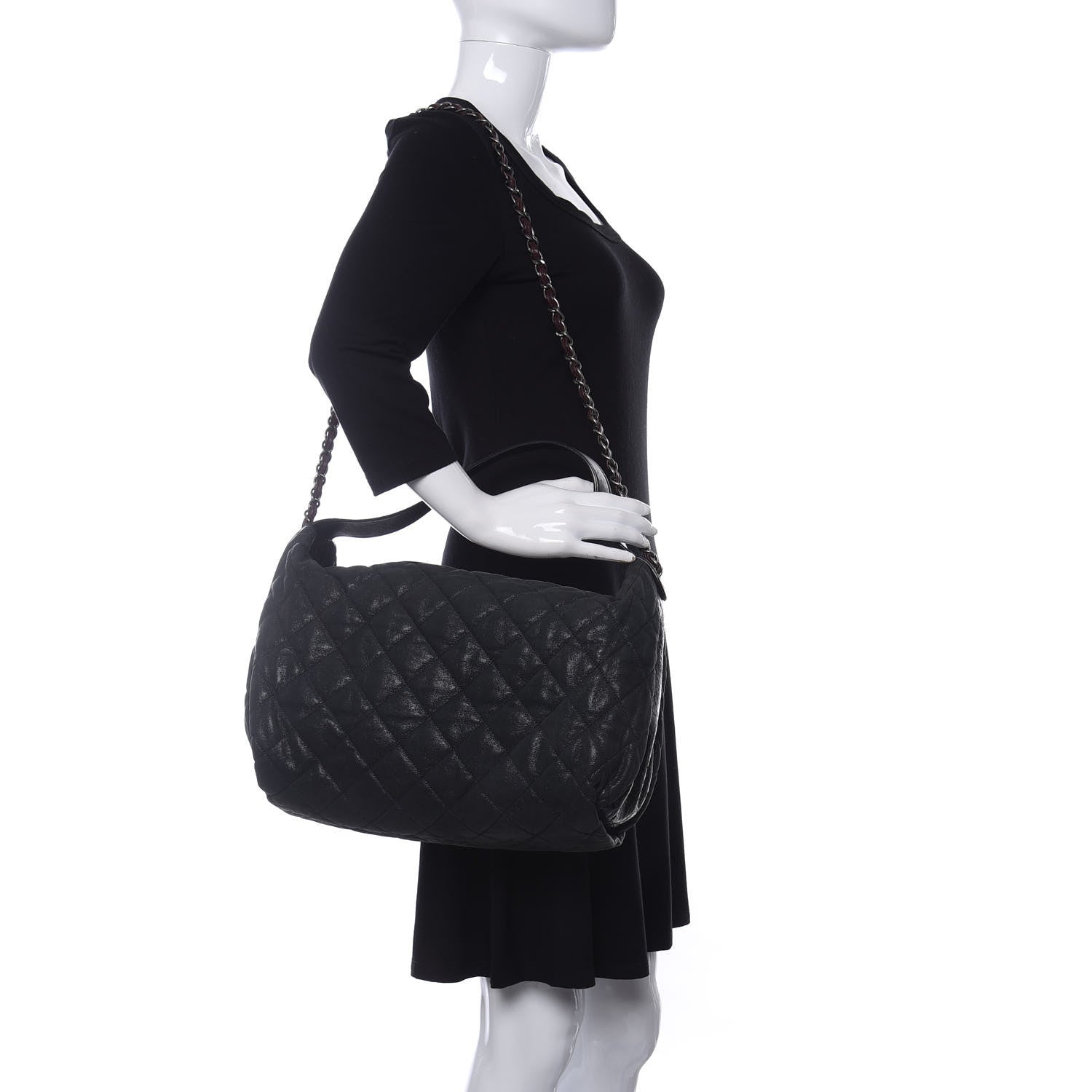 Chanel Iridescent Calfskin Quilted Coco Daily Dark Grey 2 of 11