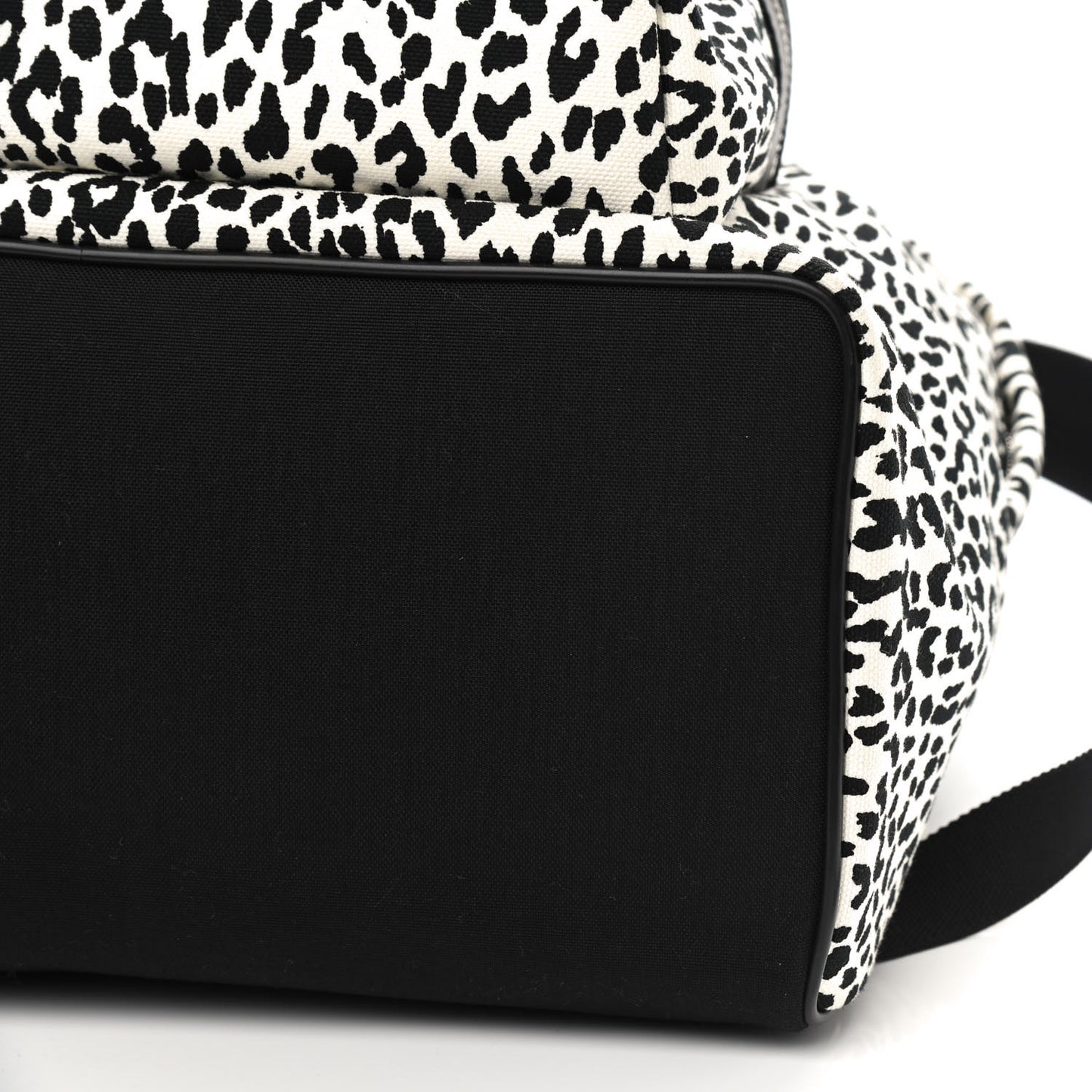 Canvas Leopard Print City Backpack Black White