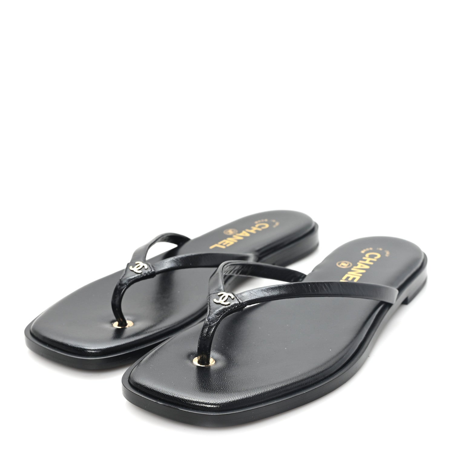 Chanel Goatskin CC Times Square Thong Sandals 39 Black 4 of 10