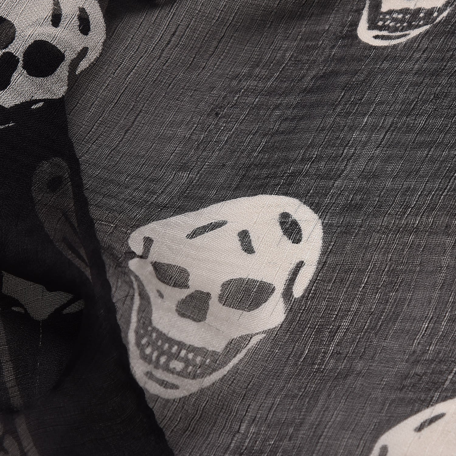 Alexander McQueen Silk Chiffon Skull Scarf Black Ivory 5 of 5